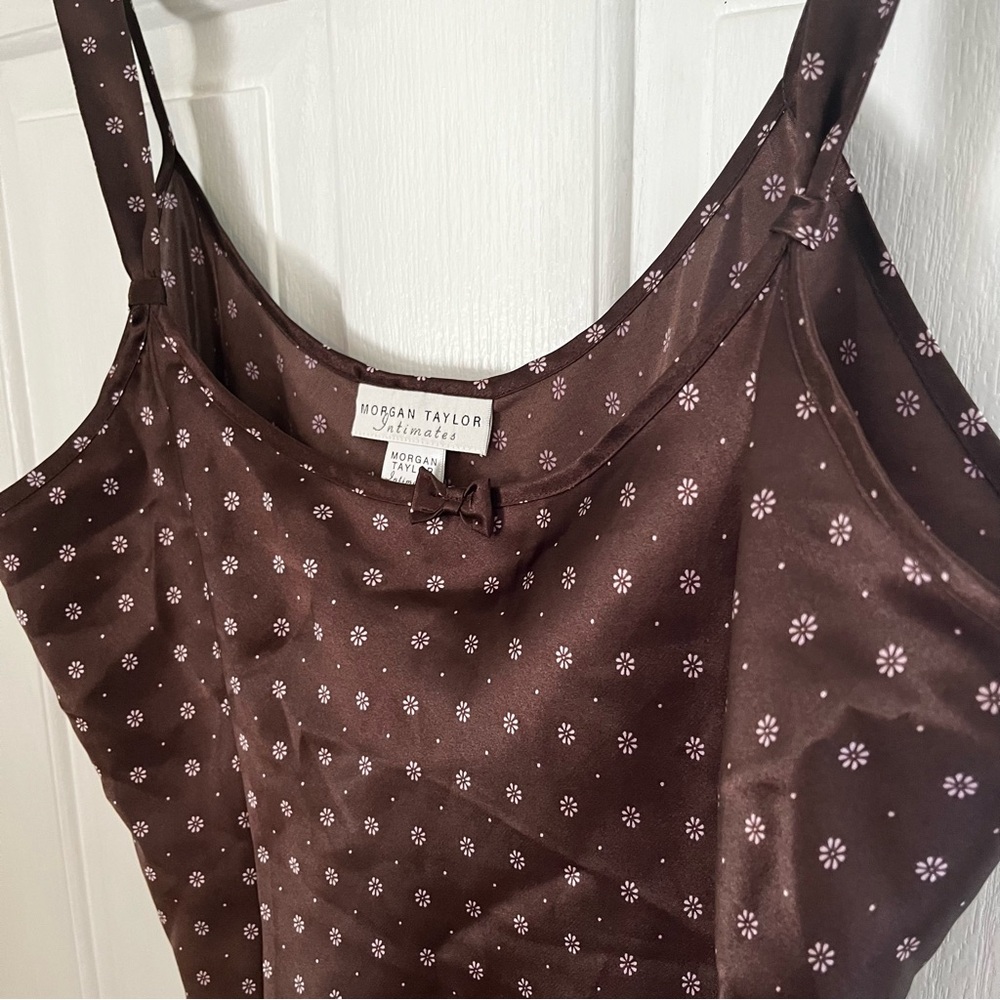 Vintage Morgan Taylor Chocolate Brown Floral Slip Dress